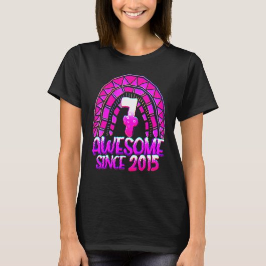 7e verjaardag Geweldige sinds 2015: Birthday Rainb T-shirt (Voorkant)