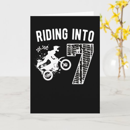 7e verjaardag Gift Dirt Bike 7 jaar oude motocross Kaart (Gele Bloem)