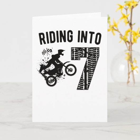 7e verjaardag Gift Dirt Bike 7 jaar oude motocross Kaart (Gele Bloem)