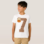 7e Verjaardag Giraffe Animal Boys Kinder 7 jaar ou T-shirt (Voorkant volledig)