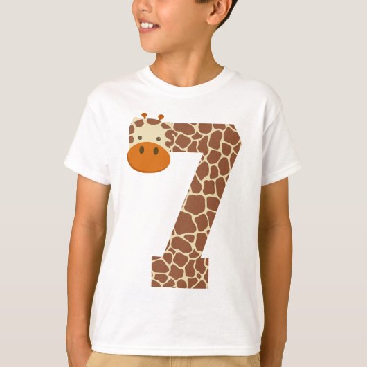 7e Verjaardag Giraffe Animal Boys Kinder 7 jaar ou T-shirt (Voorkant)