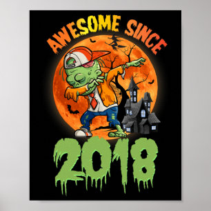 7e Verjaardag Halloween Dabbing Zombie Geweldige S Poster