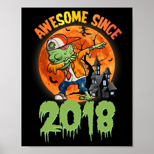 7e Verjaardag Halloween Dabbing Zombie Geweldige S Poster (Voorkant)