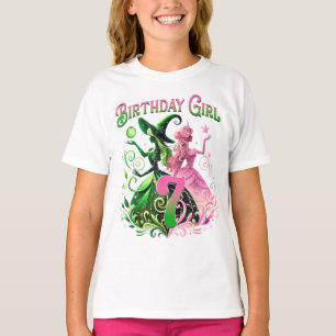 7e verjaardag heks roze en groen 7 jaar oud t-shirt