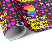 7e verjaardag: Het liefhebbende Kunstpatroon van d Cadeaupapier (Rol Hoek)