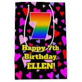 7e verjaardag: Het liefhebbende Kunstpatroon van d Medium Cadeauzakje (Voorkant)