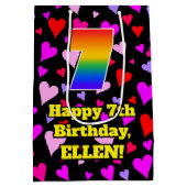 7e verjaardag: Het liefhebbende Kunstpatroon van d Medium Cadeauzakje (Achterkant)