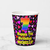 7e verjaardag: Het liefhebbende Kunstpatroon van d Papieren Bekers (Achterkant)