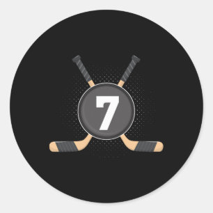7e verjaardag ijshockey 7 jaar oud thema verjaarda ronde sticker