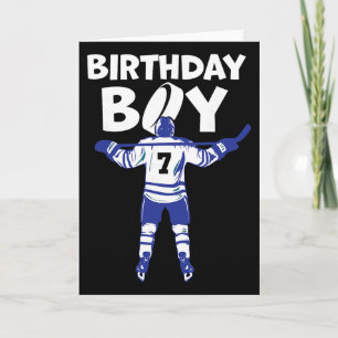 7e verjaardag IJshockey Jongen 7 Jaar Oude Hockey Kaart