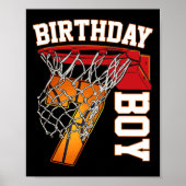 7e verjaardag Jongen Basketball 7 jaar oud Theme P Poster (Voorkant)