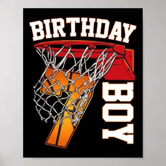 7e verjaardag Jongen Basketball 7 jaar oud Theme P Poster (Voorkant)