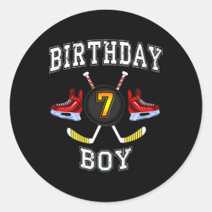 7e verjaardag Jongen - Ice Hockey 7 jaar oud kind Ronde Sticker