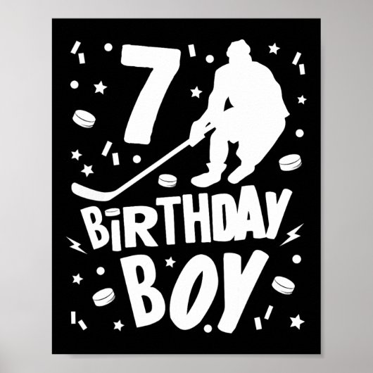 7e verjaardag Jongen Ice Hockey Kinderen 7 jaar ou Poster (Voorkant)