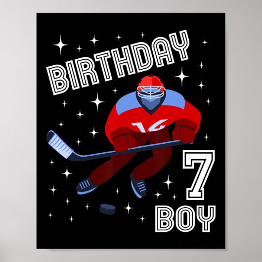 7e verjaardag jongen ijshockey 7 jaar oud plezier poster (Voorkant)