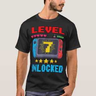 7e Verjaardag Jongen Level 7 Ontgrendeld Videospel T-shirt