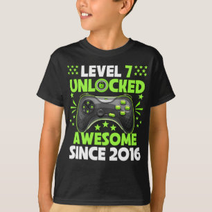 7e verjaardag Jongen Niveau 7 Niet-vergrendeld Gew T-shirt