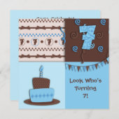 7e verjaardag : Jongen: Uitnodiging (Voorkant / Achterkant)