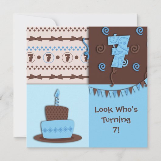 7e verjaardag : Jongen: Uitnodiging (Voorkant)