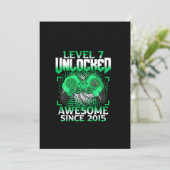 7e verjaardag jongen video gamer level 7 ontgrende kaart (Staand voorkant)