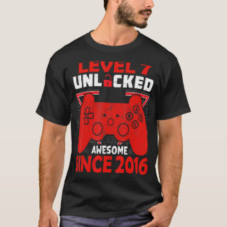 7e verjaardag Jongen video games Level 7 Ontgrende T-shirt