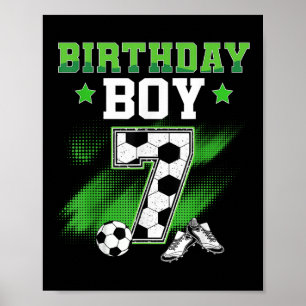 7e verjaardag jongen voetbal 7 jaar oud sport 7jr  poster