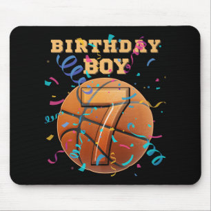 7e Verjaardag Jongen Zeven 7 jaar oud Basketbal Sp Muismat