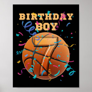 7e verjaardag jongen zeven 7 jaar oude Sketll spel Poster