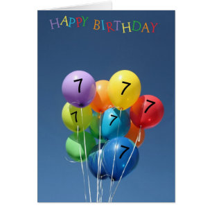 7e verjaardag Kaart gekleurde ballonnen