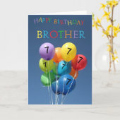 7e verjaardag Kaart gekleurde ballonnen Broeder (Gele Bloem)