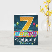 7e verjaardag Kaart van het kind - ballonnen (Gele Bloem)