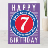7e verjaardag Kaart van het kind met leeftijd, naa (Voorkant)