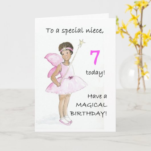 7e verjaardag Kaart voor een nichtje (Gele Bloem)