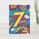 7e verjaardag Kaart - Wow Fantastic Supper Hero (Voorkant)