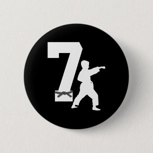 7e Verjaardag Karate Taekwondo 7 jaar oude Kinder  Ronde Button 5,7 Cm