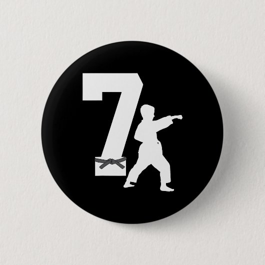 7e Verjaardag Karate Taekwondo 7 jaar oude Kinder Ronde Button 5,7 Cm (Voorkant)