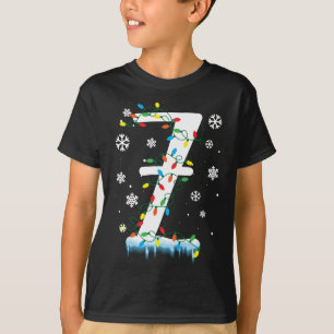 7e verjaardag kerst sneeuwvlok 7 jaar oude kinder t-shirt