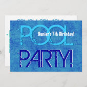 7e verjaardag Kind Pool Party Blue White V07 Kaart (Voorkant / Achterkant)