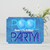 7e verjaardag Kind Pool Party Blue White V07A Kaart (Staand voorkant)