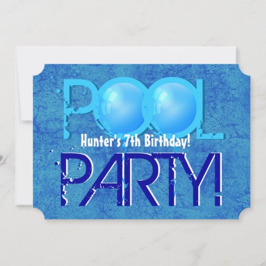 7e verjaardag Kind Pool Party Blue White V07A Kaart (Voorkant)