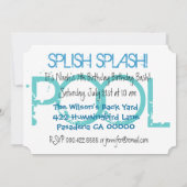 7e verjaardag Kind Pool Party Blue White V07A Kaart (Achterkant)