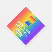 7e verjaardag: kleurrijk, vun regenboogpatroon # 7 servet (Hoek)