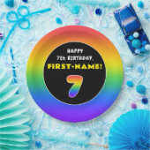 7e verjaardag: kleurrijke regenboog # 7, aangepast papieren bordje (Feest)