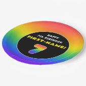 7e verjaardag: kleurrijke regenboog # 7, aangepast papieren bordje (Gekanteld)