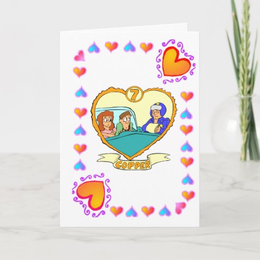 7e verjaardag - Koper Kaart (Voorkant)