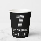 7e verjaardag — Kunstdeco geïnspireerde look "7" + Papieren Bekers (Voorkant)