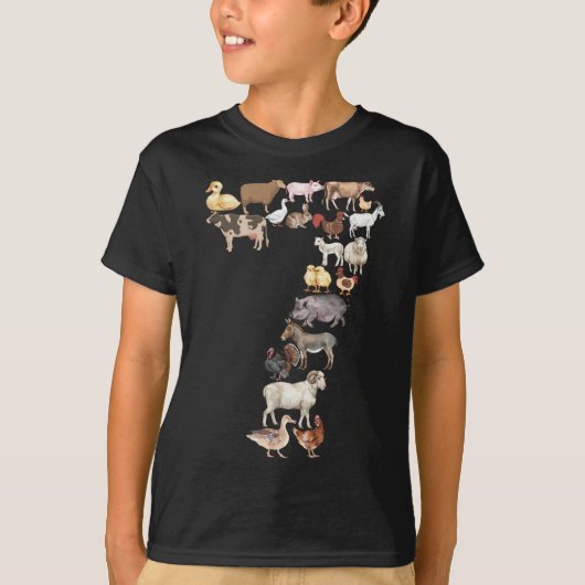 7e verjaardag Landbouwhuisdieren 7 T-shirt (Voorkant)