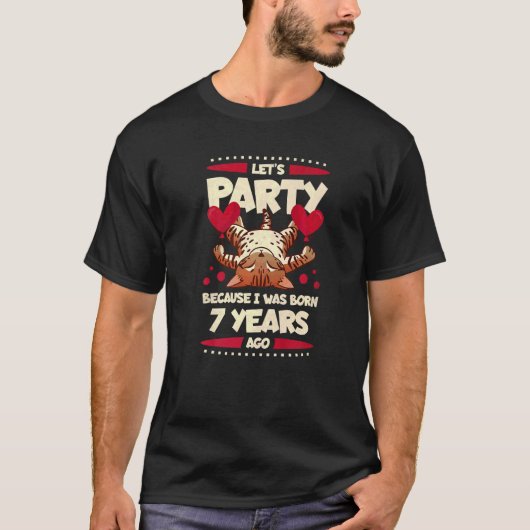 7e verjaardag Laten we feesten want ik ben geboren T-shirt (Voorkant)