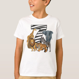 7e verjaardag Leeuw, Tijger, Olifant, Zebra Kinder T-shirt