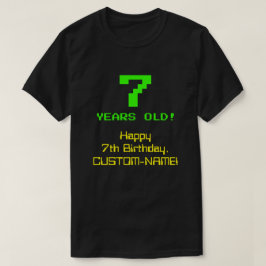 7e verjaardag: Leuk, 8-bit look, Nerdy / Geeky "7" T-shirt